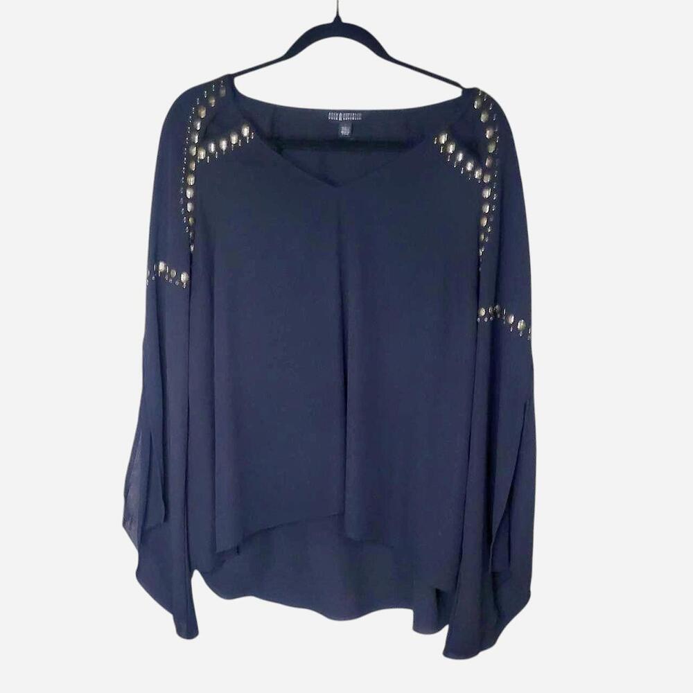 Victorian Rock & Republic gold studded boho blouse split sleeves - Picture 2 of 7